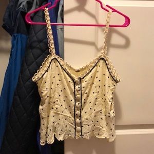 Free People Black & Cream Tank Top